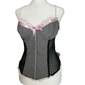 Smart & Sexy Gingham Plaid Balconette Corset Lingerie Top and Matching Ribbon